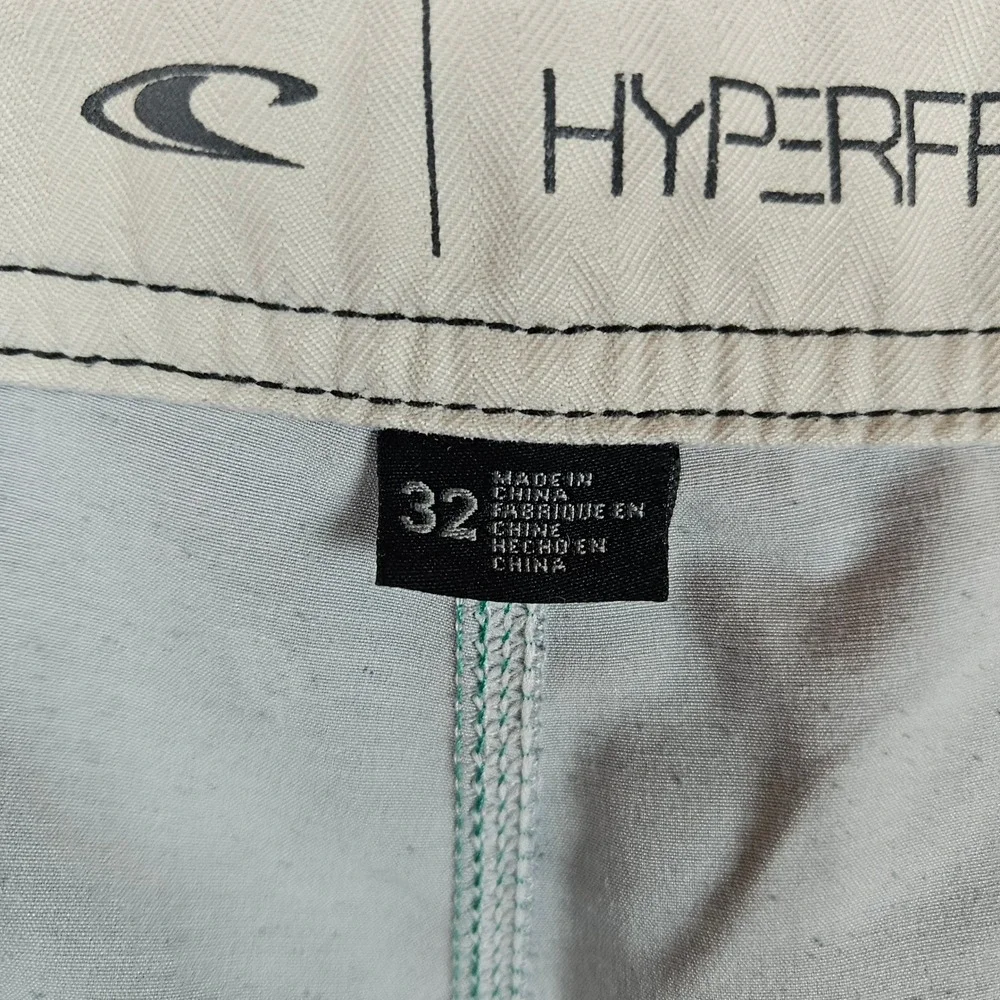 ONeill Hyperfreak Mens Board Shorts 32 Teal Aloha Tropical Print Stretch Swim - Picture 7 of 12